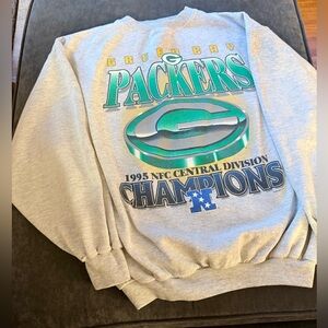 Vintage Champs Gray Green Bay Packers Crewneck Sweatshirt